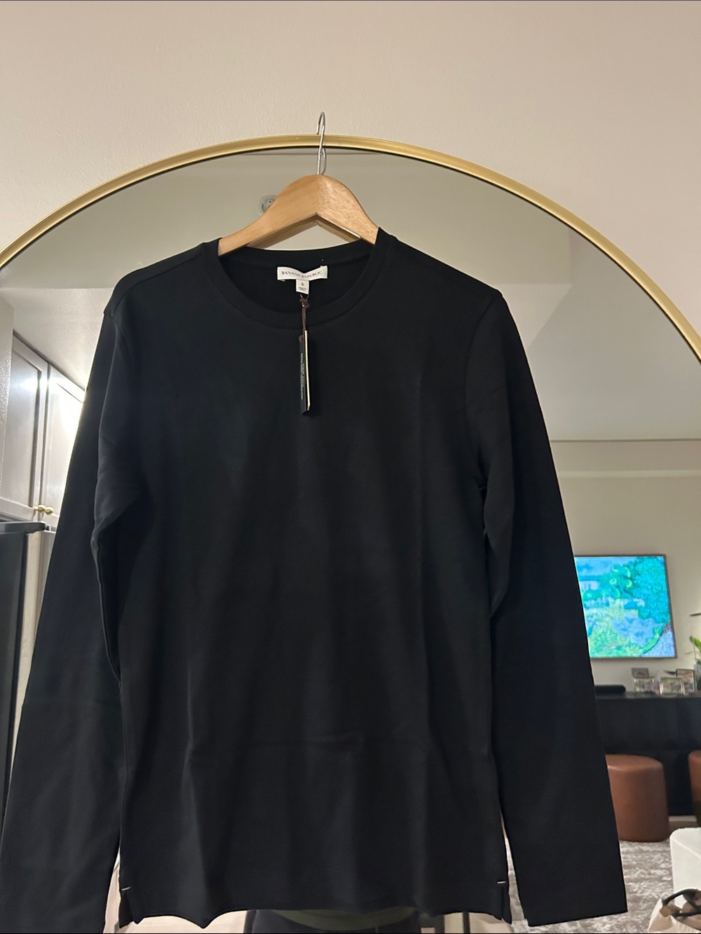 Banana Republic Black Crewneck Long Sleeve Top